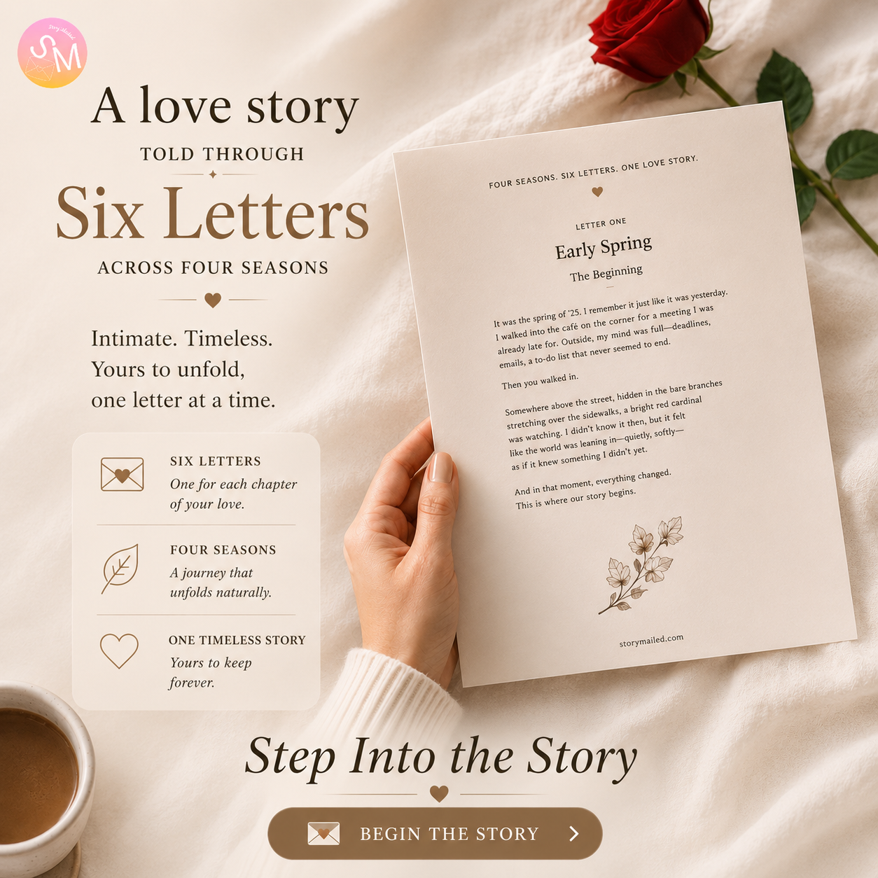 Stories delivered to you in the mail every month for six months_Four Seasons With Her – A gripping story about allowing yourself to fall in love, even when life holds everything but the girl.